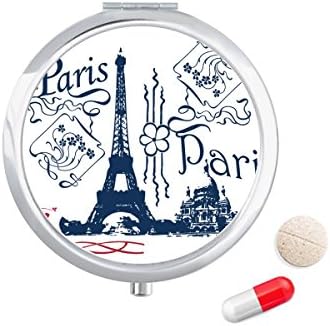 Eiffel Tower France Paris Linha Desenho da caixa de comprimidos Pocket Medicine Storage Box Recipiente