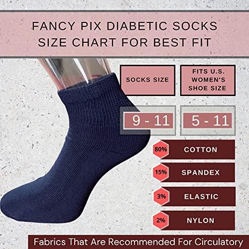 Pix de meias diabéticas sofisticadas de mulheres e homens-6 pares coloridos tornozelo de algodão