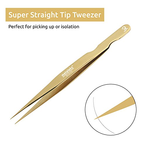 Metaleks 2pcs Tweezers profissionais para extensão de cílios - pinças pontiagudas retas e curvas - pinças