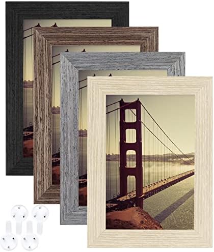 GUTAG 4X6 Figura de imagem, vidro temperado e madeira composta para foto de 3,5x5 com tapete ou foto 4x6 sem