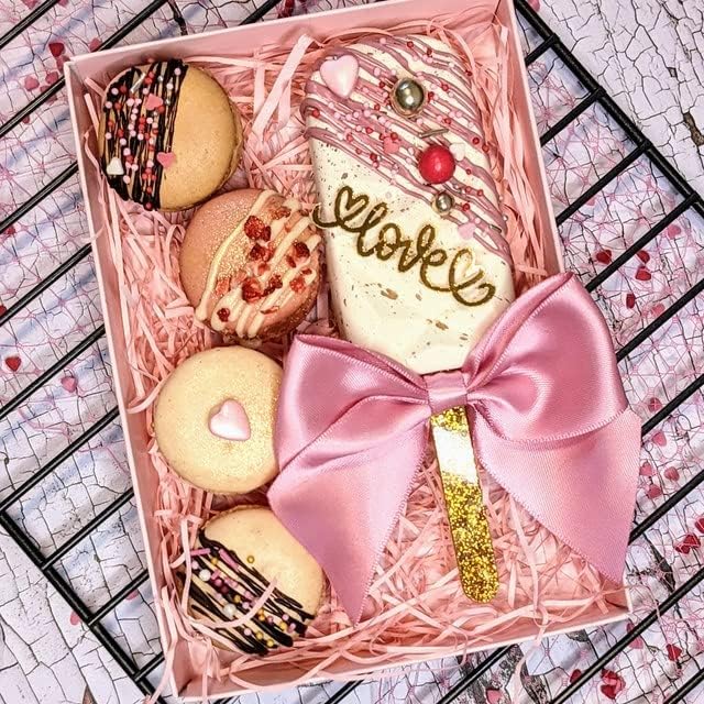 NUO Rui Conjunto de 10 Valentines Topper Mirror Gold Cakesics ou Cupcake Love Charm