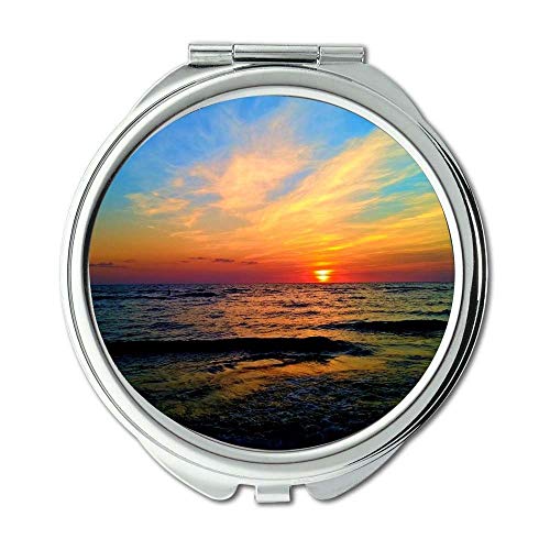 Espelho, espelho compacto, nuvens de praia horizonte, espelho de bolso, espelho portátil