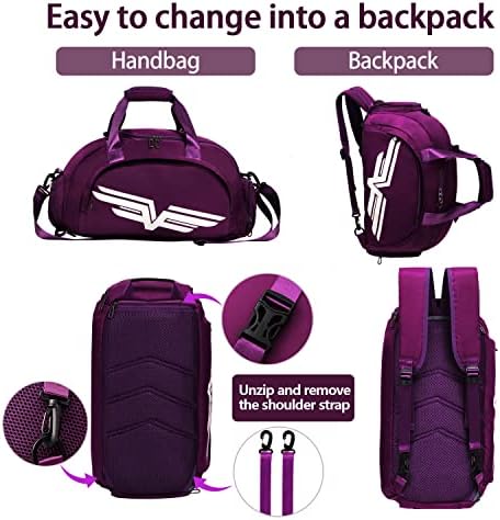 Fioretto Mens Womens Sports Backpack Backpack Duffle Bag com bolso molhado e compartimento de sapatos,