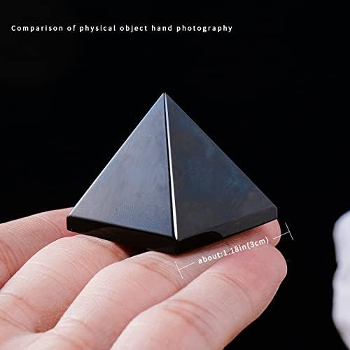 Runyangshi Natural Black Obsidian Crystal Pyramid Gerador de energia | 1.2x1.2in cura Crystal Pyramid para