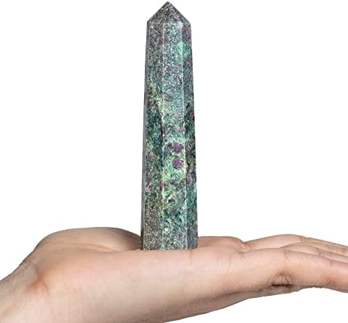 Grande varinha de cristal, rubi kyanite cristal pontos wand octógono 8 facetado no prisma de pedras preciosas