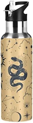 Cobras Glraphy Sun Moon Stars Astrologia Boho 20 oz Garrafa de água, garrafa de água com tampa de palha
