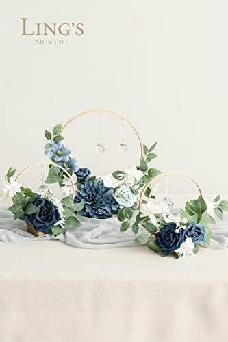 Momento de Ling Crystal Wododen Hoop Wreath Floral Centerpieces para mesa de namorada, mesa de cabeça, recepção