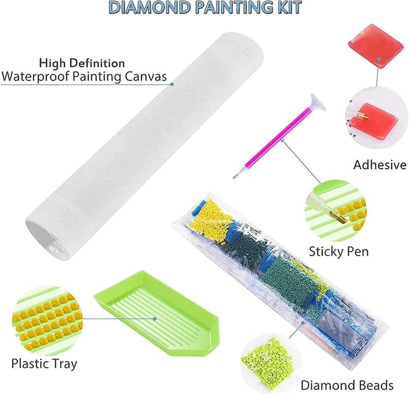 Kits de pintura de diamante para adultos adoram árvore, paisagem arte de diamante de diamante tinta com