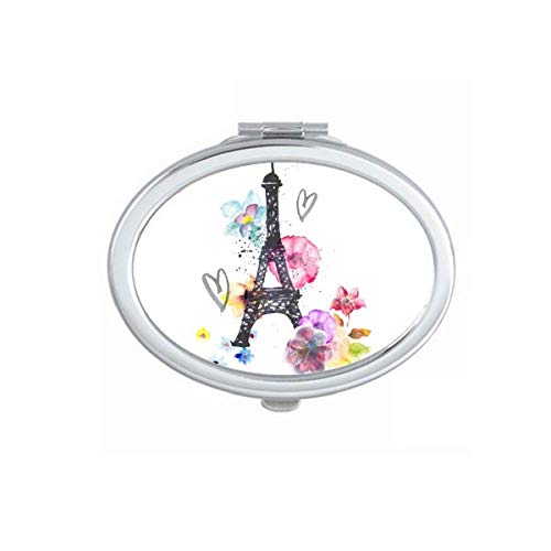 Eiffel Tower em forma de coração France espelho portátil dobra maquiagem de mão dupla lateral óculos