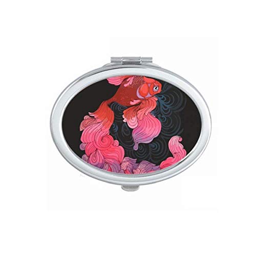 Espelho de cauda roxa rosa vermelho rosa vermelho portátil maquiagem de mão dupla lateral lateral lateral