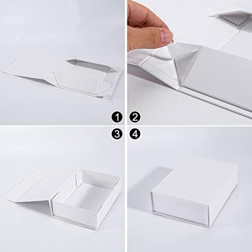 Caixa de presente magnética Branco, Nignya Caixas magnéticas 4 pacote 7x5x2 polegadas Tampas magnéticas