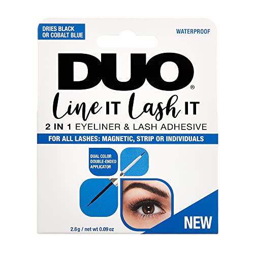 Duo linha It Lash It Black, 2N1 Eyeliner e Lash Adhesive, Dual Color Black/Cobalt Blue, 0,12 oz - 1 pacote