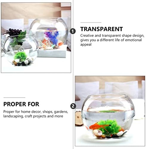 Mini Globo de vidro Goldfish Bowl: 2pcs de vidro pesado tigela de peixes vasos de mesa de peixe tanques de peixes
