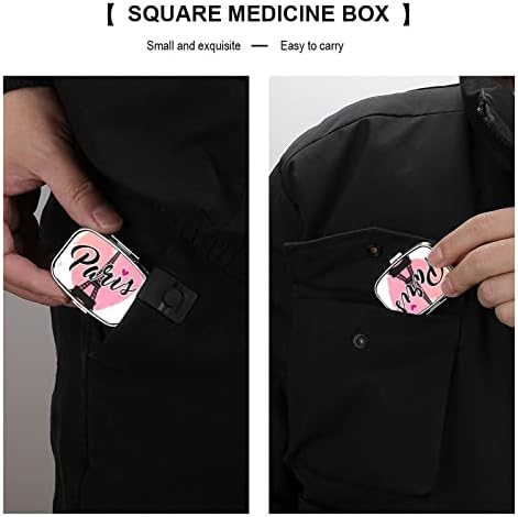 Caixa de comprimidos Eiffel Tower Love Love Paris Square Medicine Tablet Case portátil Pillbox Vitamin