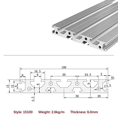 Mssoomm 1 pacote 15100 Comprimento do perfil de extrusão de alumínio 37,01 polegadas / 940 mm