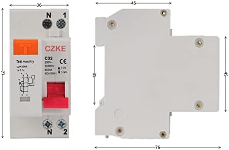 Tintag 1p+n 230v MCB disjuntor de corrente residual com excesso de proteção de vazamento de corrente