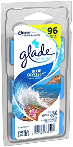 Glade Wax derrete o reflexão do ar, velas perfumadas com óleos essenciais para casa e banheiro, odisseia azul,