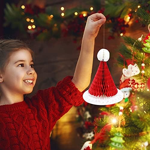 Árvore atmosfera de Natal chapéu de Natal Decoração de Natal de Natal Santa Honeycomb pingente Bell Ornamentos para