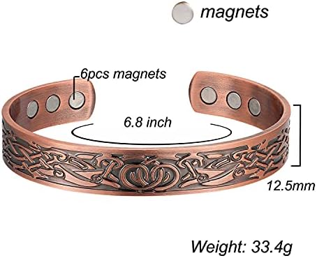 Pulseira de cobre magnética de biomag e anéis para homens alívio da dor da artrite, pulseira viking