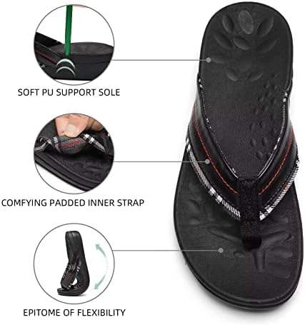 Sandálias ortopédicas confortáveis ​​para fascíteis plantares pés lisos, chinelos de caminhada macia com suporte