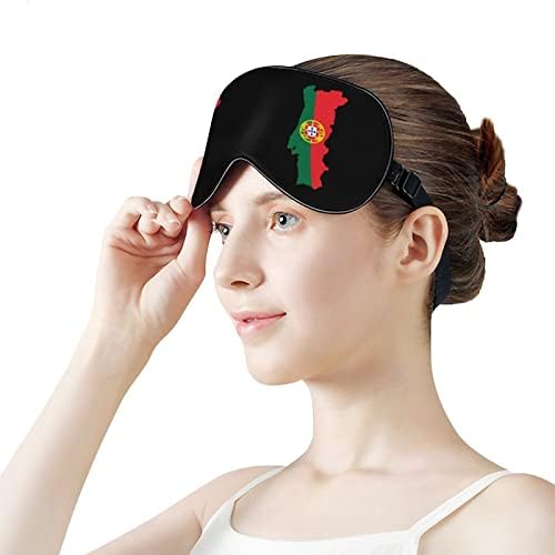 Mapa de Portugal com bandeira máscara de sono macia máscara ocular portátil com cinta ajustável para