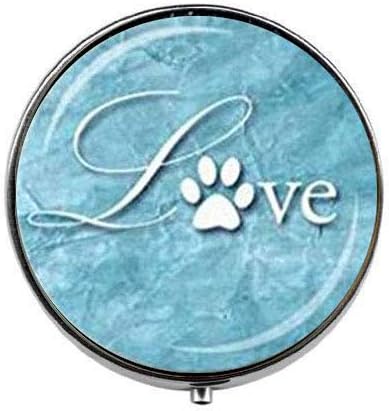 Love Paw Aqua Blue e White Paw Print Animal - Art Photo Pill Box - Charm Pill Box - Cade