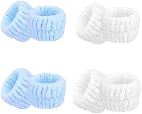 Luenes 4 pares Bandas de lavagem de pulso Microfibra Soft absorvente pulso, bandas de lavagem de pulseira
