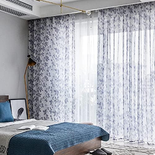 Iuokuby estilo simples folhas imprimidas cortinas pura