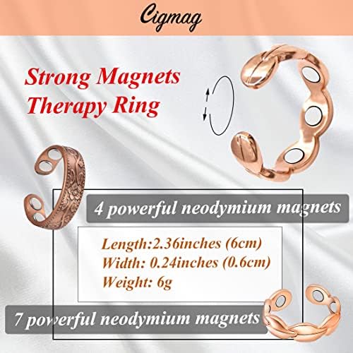Anéis de cobre de cigmag para mulheres e colar combinando para casais - anéis magnéticos dedo ímãs fortes ímãs