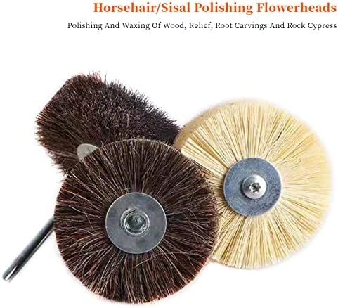 Roda de escova de arame qulaco, cabelo de cavalo/pincel sisal ferramenta rotativa para o polimento de madeira triturando haste de 6,0 mm, sisal, 6 * 80 * 20mm