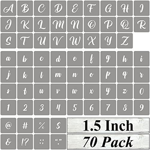 Estênceis de letra do alfabeto de 1,5 polegada para pintura - 70 letra de embalagem e modelos de estêncil