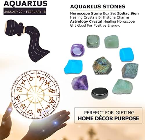 Cristais Aquarius - Chakra Stones and Healing Crystals - Zodiac Crystal Set - Aquarius Decor - Rock Crystals