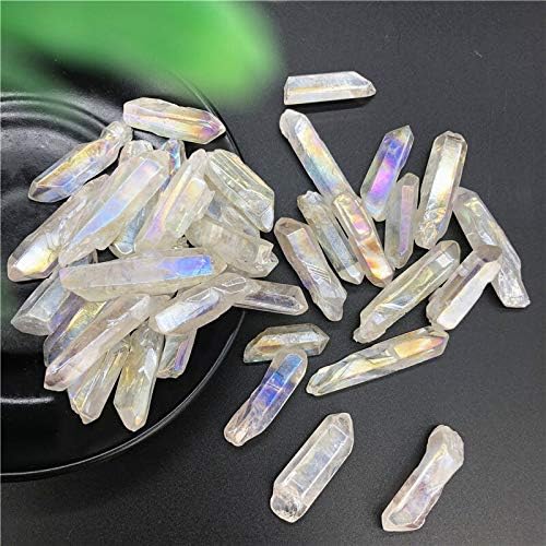 HXSCOO 50G/1PC White Titanium Aura Lemuriana Quartz Crystal Stones Point Specimen Decoração de