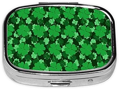 St. Patricks Day Shamrocks Square Mini Pill Case Caso Travel Medicine Organizer Compartamentos portáteis Caixa de comprimidos de metal