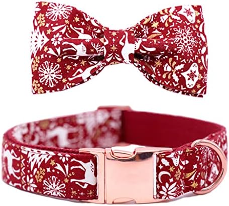 LMMDDP Christmas Snowflake Dog Collar Collar com gravata borbole