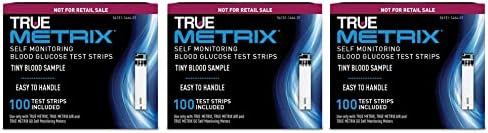 3x 100ct True Metrix Teste Tiras + 3x 100ct 30g Trueplus Lancets + Livro de log TruePlus