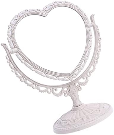 Eioflia maquiagem espelho de coração em forma de coração rotativo de dupla face dupla face