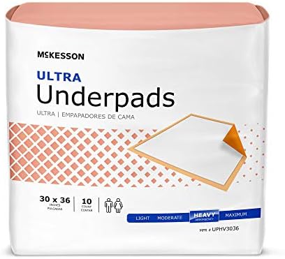 McKesson Ultra Underpads, incontinência, absorção pesada, 30 em x 36 pol.