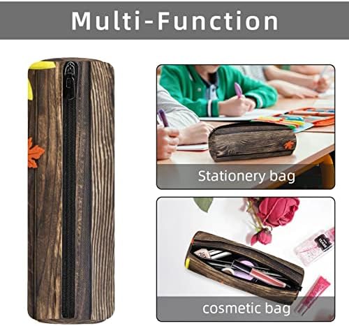 Girassol bonito em madeira marrom textura lápis Case de lápis estudante papelaria bolsa zíper bolsa de