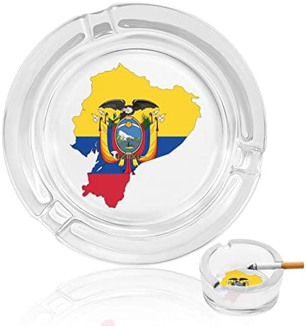 Map de bandeira do Equador cinzeiros de vidro para cigarros lixo à prova de vento pode imprimir bandejas de cinzas