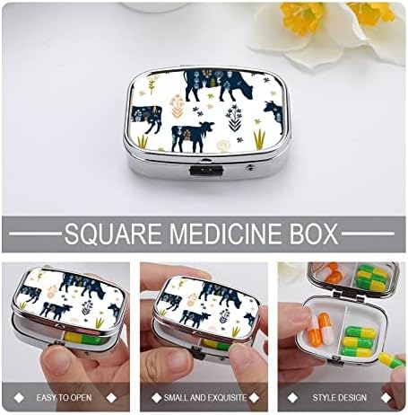Caixa de comprimidos Vacas de animais florais em forma de medicamento quadrado Caixa de comprimido
