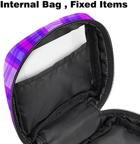 Purple Red Plaid Period Bag Sanitário Bolsa de armazenamento de guardana