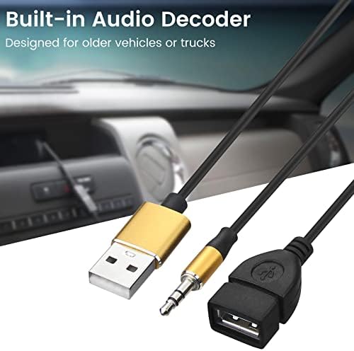 Carro USB para AUX Adaptador - Toque Música com o USB Flash Drive em carro, Cabo de áudio feminino de 3,5 mm para