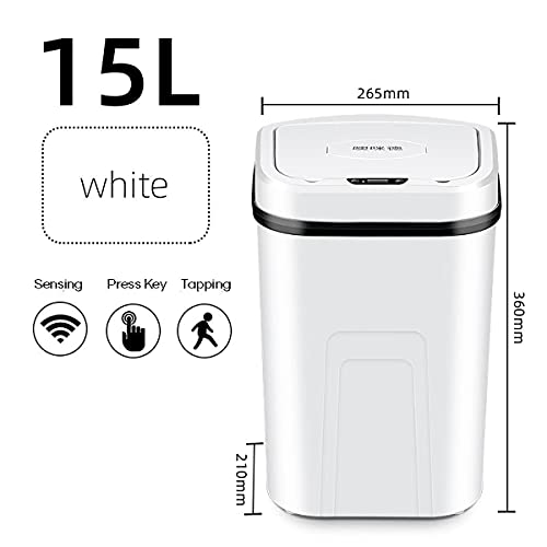 Lixo lata, 15l Automatic sem toque Indução Sensor de movimento da cozinha lixo pode ampla abertura