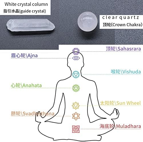Conjunto de cristais de cicatrização de chakra, 7 Pedras de Chakra Globular e 1 Chakra Colunar