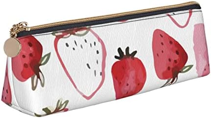AllGobee Lápis Case Bela-Strawberry-Watercolor Leather Pen Case Stationery Bag School College Office