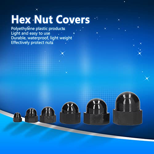 10pcs A bolota hexadecida capas de porca de proteção Caps de cúpula plástica Hardware preto de preto