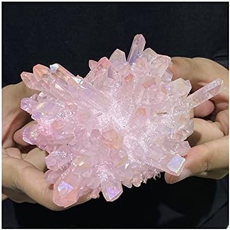 KKSI 1PC Pink Titanium Rainbow Cluster Electroplatet Quartz Reiki Cura de Cura de Cura Cristal de Cura