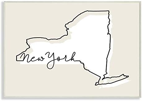 Stuell Industries New York Mapa Estado de Estado Neutro Projeto de Placa de parede, 12 x 18, multicoloria