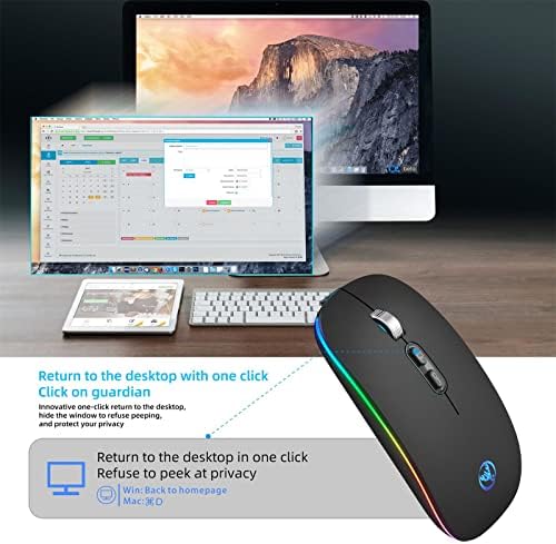 AtraSee Modo duplo mouse sem fio Bluetooth 5.1/ USB 2,4 GHz Mouse recarregável para laptop -3 DPI ajustável,